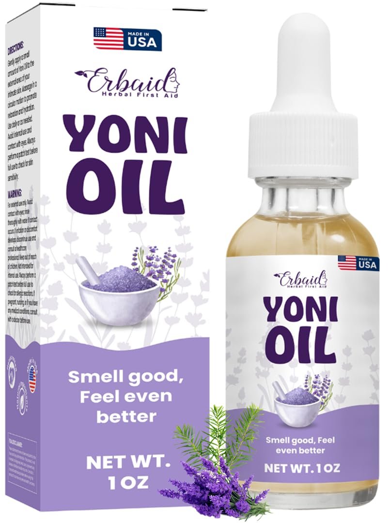 Yoni Oil – Natürliches Frauenöl für Intimbereich, Geruchskontrolle, dunkle Flecken, eingewachsene Haare & Hautaufhellung – pH-ausgeglichen, feuchtigkeitsspendend, Kräuterserum mit ätherischen Ölen – Intimpflege, hergestellt in USA