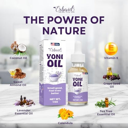 Yoni Oil – Natürliches Frauenöl für Intimbereich, Geruchskontrolle, dunkle Flecken, eingewachsene Haare & Hautaufhellung – pH-ausgeglichen, feuchtigkeitsspendend, Kräuterserum mit ätherischen Ölen – Intimpflege, hergestellt in USA