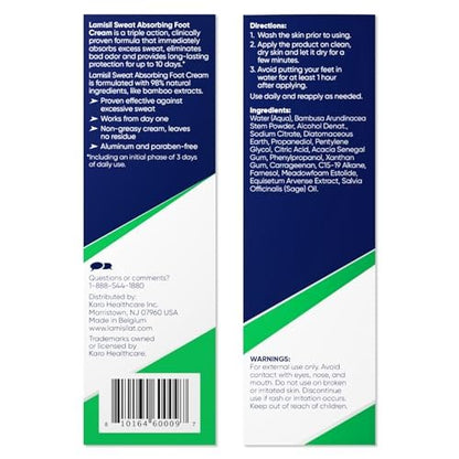 Lamisil Schweißabsorbierende Fußcreme – Fußgeruch Eliminator, absorbiert Schweiß sofort, langanhaltender Schutz, natürliche Inhaltsstoffe, 81 g