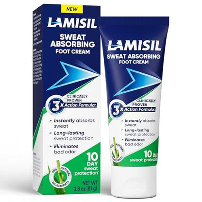 Lamisil Schweißabsorbierende Fußcreme – Fußgeruch Eliminator, absorbiert Schweiß sofort, langanhaltender Schutz, natürliche Inhaltsstoffe, 81 g