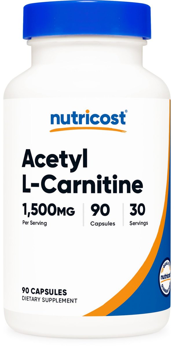 Nutricost Acetyl-L-Carnitin (ALCAR) 1.500 mg pro Portion, 90 Kapseln – Vegan, GMO-frei, Glutenfrei