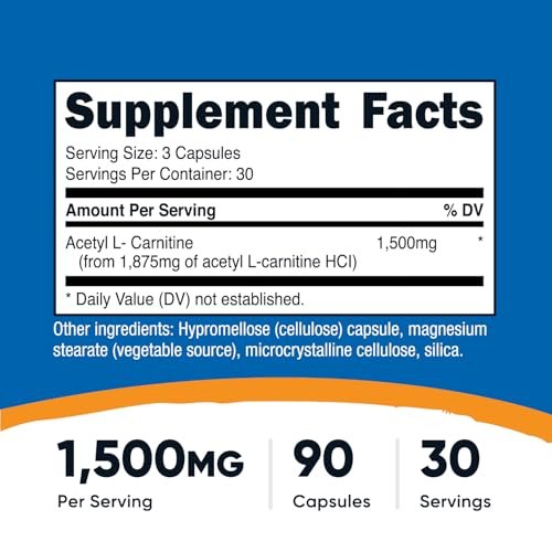 Nutricost Acetyl-L-Carnitin (ALCAR) 1.500 mg pro Portion, 90 Kapseln – Vegan, GMO-frei, Glutenfrei