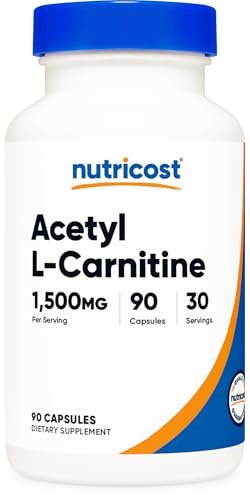 Nutricost Acetyl-L-Carnitin (ALCAR) 1.500 mg pro Portion, 90 Kapseln – Vegan, GMO-frei, Glutenfrei