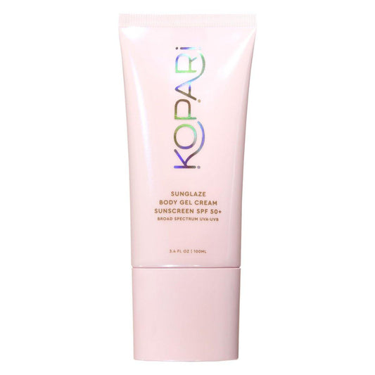 Kopari Sunglaze Body Gel Cream Sonnenschutz SPF 50+ | Breitband-Sonnenschutz mit Hyaluronsäure & Kokosöl | Leicht, nicht fettend, strahlender Glanz