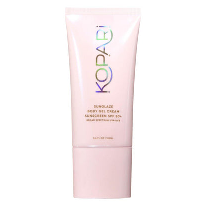 Kopari Sunglaze Body Gel Cream Sonnenschutz SPF 50+ | Breitband-Sonnenschutz mit Hyaluronsäure & Kokosöl | Leicht, nicht fettend, strahlender Glanz