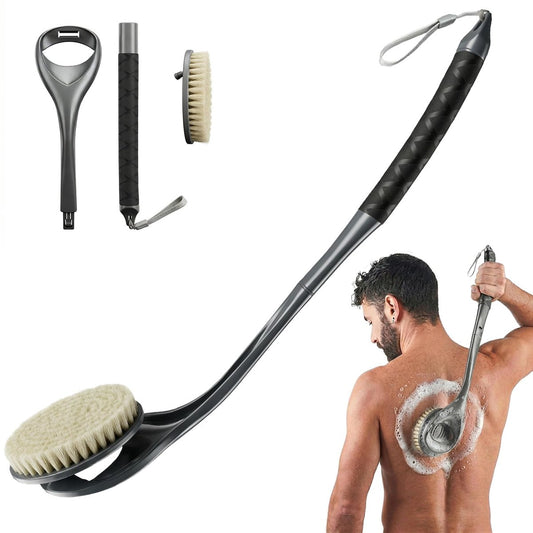 Gobiteli Rückenbürste, 20,4" abnehmbarer langer Griff für die Dusche, Körperbürste für Männer und Frauen