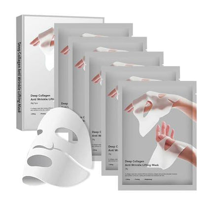 Kollagen-Gesichtsmaske 5er-Pack, Koreanische Feuchtigkeitsmasken für strahlende Glas-Haut, Anti-Aging, festigend & tiefenfeuchtigkeitsspendend, Bio-Collagen-Jelly-Maske