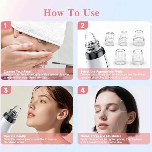 Blackhead Pore Vacuum, wiederaufladbarer Porenreiniger, Mitesser-Entferner-Werkzeug-Set für das Gesicht, 2026 Elektrischer Comedone-Extraktor
