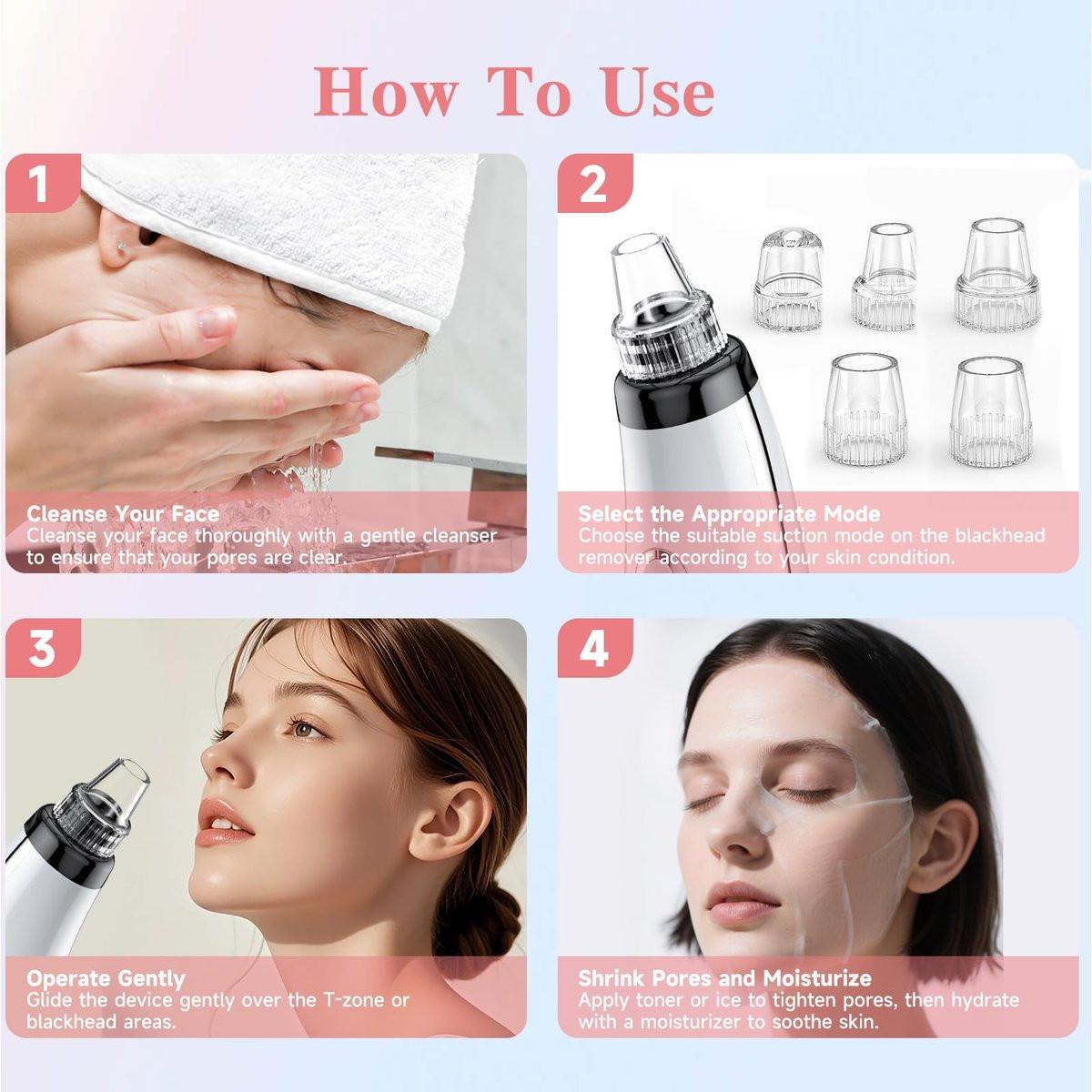 Blackhead Pore Vacuum, wiederaufladbarer Porenreiniger, Mitesser-Entferner-Werkzeug-Set für das Gesicht, 2026 Elektrischer Comedone-Extraktor