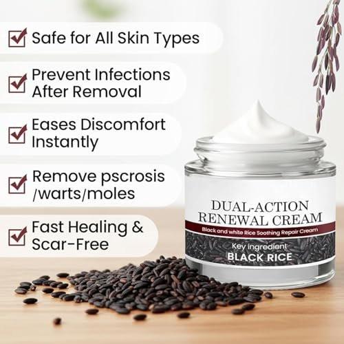 HTKINMI Dual-Action Renewal Cream – Schwarz-Weiß-Reis Pflegecreme mit Schwarzreis & Keratinkontrolle für alle Hauttypen (50 ml)