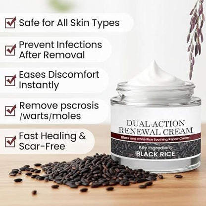 HTKINMI Dual-Action Renewal Cream – Schwarz-Weiß-Reis Pflegecreme mit Schwarzreis & Keratinkontrolle für alle Hauttypen (50 ml)