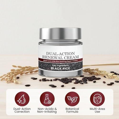 HTKINMI Dual-Action Renewal Cream – Schwarz-Weiß-Reis Pflegecreme mit Schwarzreis & Keratinkontrolle für alle Hauttypen (50 ml)