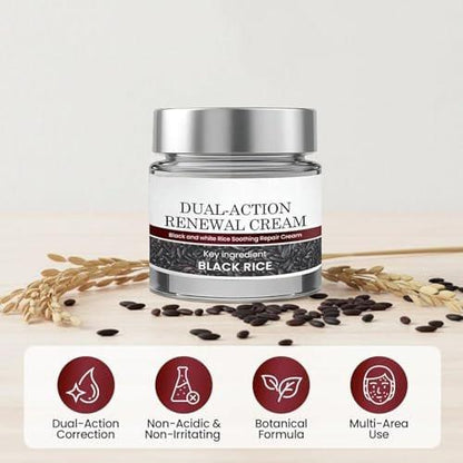 HTKINMI Dual-Action Renewal Cream – Schwarz-Weiß-Reis Pflegecreme mit Schwarzreis & Keratinkontrolle für alle Hauttypen (50 ml)