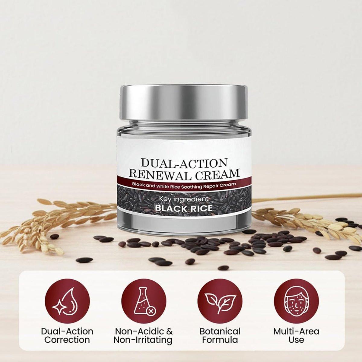 HTKINMI Dual-Action Renewal Cream – Schwarz-Weiß-Reis Pflegecreme mit Schwarzreis & Keratinkontrolle für alle Hauttypen (50 ml)