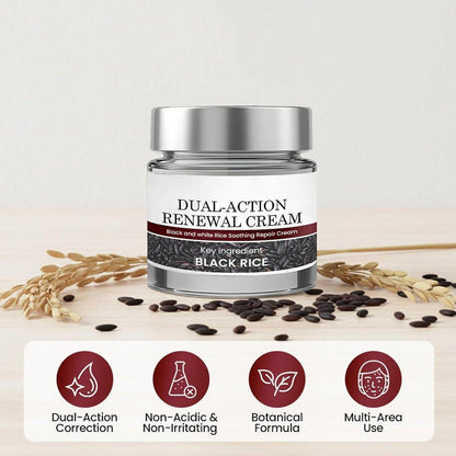 HTKINMI Dual-Action Renewal Cream – Schwarz-Weiß-Reis Pflegecreme mit Schwarzreis & Keratinkontrolle für alle Hauttypen (50 ml)