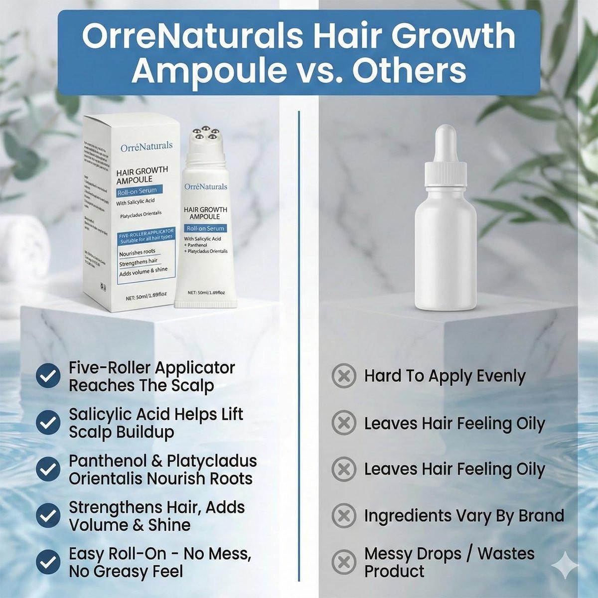 Orrenaturals Hair Revival Ampoule – Haarwuchs Serum mit Kürbiskernextrakt, Aloe Vera und Menthol für dichteres Haar, 50ml