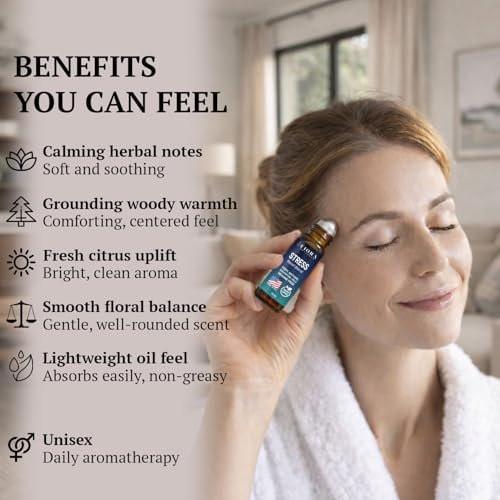 Stress Relief Essential Oil Roll On – Beruhigende ätherische Ölmischung für Entspannung & Wellness-Rituale - Aromatherapie-Roller, Anti-Stress-Geschenk für Frauen & Männer von Fiora Naturals