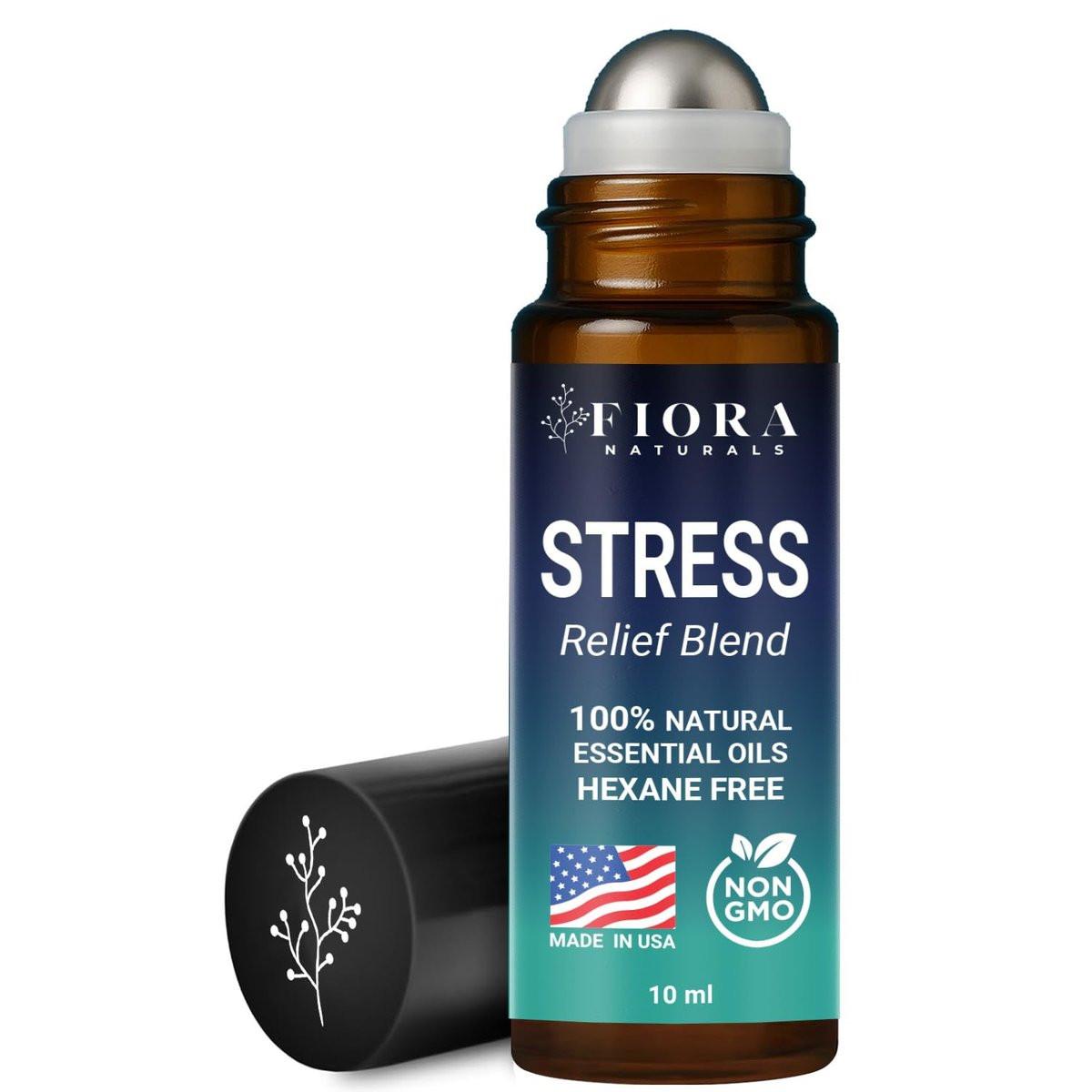 Stress Relief Essential Oil Roll On – Beruhigende ätherische Ölmischung für Entspannung & Wellness-Rituale - Aromatherapie-Roller, Anti-Stress-Geschenk für Frauen & Männer von Fiora Naturals