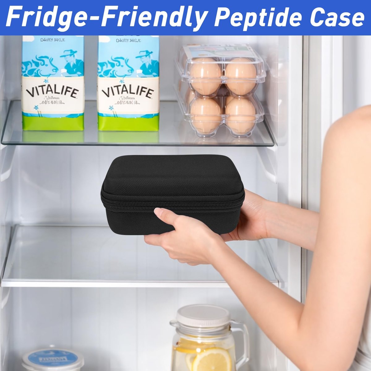 3/5/10 ml Peptid Aufbewahrungsetui – 15 Fächer Peptid Organizer mit Mesh-Tasche, passend für 3 ml, 5 ml und 10 ml Fläschchen, Peptid Aufbewahrungsbox für den Kühlschrank (nur Tasche)