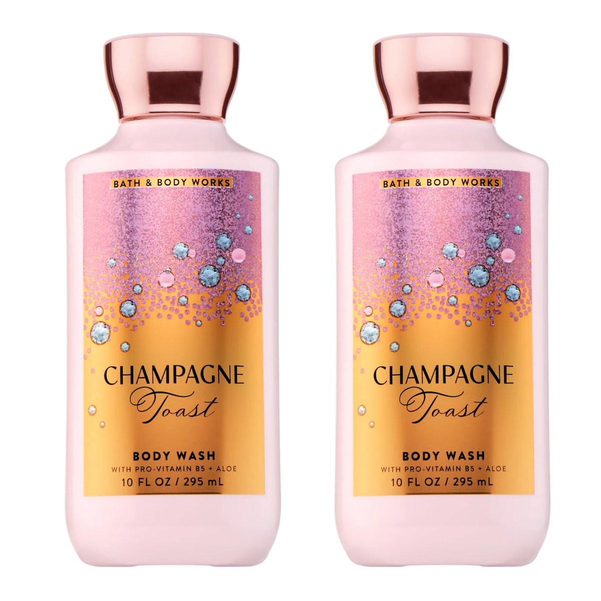 Bath & Body Works Champagne Toast Duschgel, nährende Reinigung mit Pro-Vitamin B5 & Aloe, sprudelnder Champagner & funkelnder Beerenduft, sanft für die tägliche Anwendung, 2 x 295 ml
