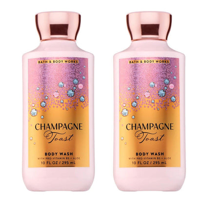 Bath & Body Works Champagne Toast Duschgel, nährende Reinigung mit Pro-Vitamin B5 & Aloe, sprudelnder Champagner & funkelnder Beerenduft, sanft für die tägliche Anwendung, 2 x 295 ml