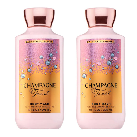 Bath & Body Works Champagne Toast Duschgel, nährende Reinigung mit Pro-Vitamin B5 & Aloe, sprudelnder Champagner & funkelnder Beerenduft, sanft für die tägliche Anwendung, 2 x 295 ml