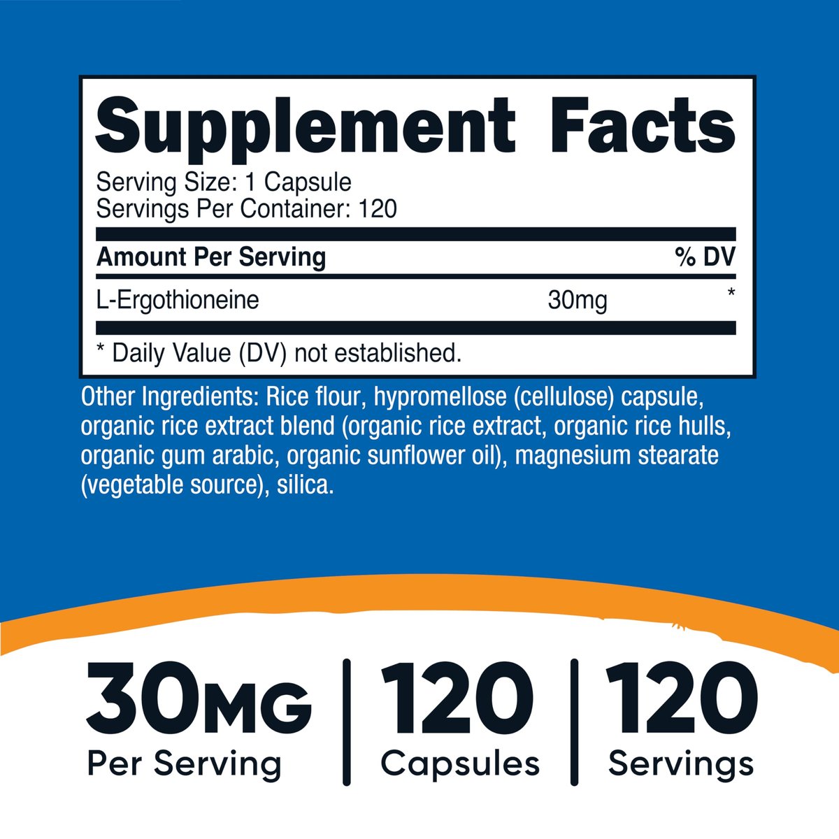 Nutricost L-Ergothionein Kapseln 30mg – 120 Kapseln, 120 Portionen – Pilz-Aminosäure, Vegan, GVO-frei, Glutenfrei