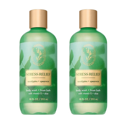 Bath & Body Works Eucalyptus Spearmint Duschgel & Schaumbad, Aromatherapie-Reiniger mit Vitamin E & Aloe, nicht austrocknend & sanft für die tägliche Anwendung, 10 fl oz - 2er-Pack