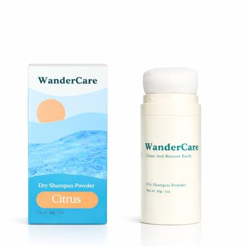 WanderCare Trockenshampoo-Pulver | Aerosolfrei | Volumen & sofortige Frische | 400+ Anwendungen | Reisefreundlich | Alle Haartypen | Sonniger Zitrusduft