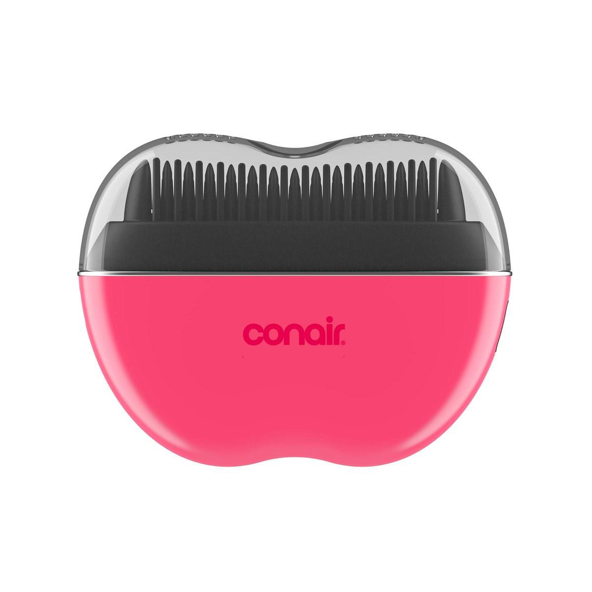 Conair Kabellose Heizbürste – Tragbare Keramik-Ionen-Glättbürste für Frizz-Kontrolle & Glanz, wiederaufladbar, 2 Heizstufen, reisefreundlich mit Schutzhülle, Pink & Schwarz