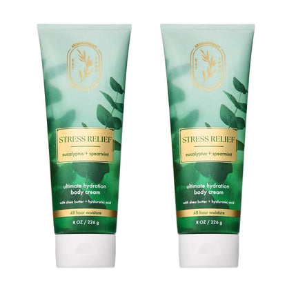 Bath & Body Works Eucalyptus Spearmint Aromatherapie Körpercreme, ultimative Feuchtigkeitspflege für Stressabbau mit Sheabutter & Hyaluronsäure für trockene Haut, 8 fl oz - 2er Pack