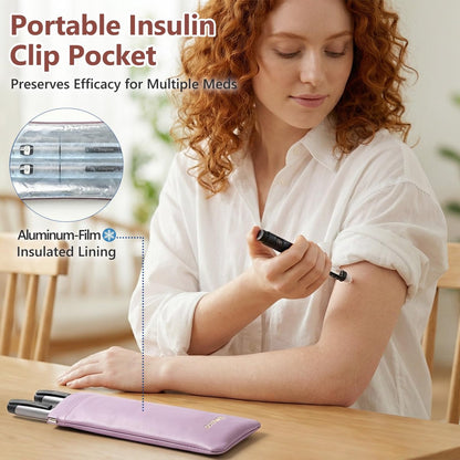 Insulin-Kühlbox Reiseetui TSA-zugelassen, tragbare Insulin-Aufbewahrungstasche für 2 Insulin-Pens & Zepbound & Mounjaro Injektor-Pens, Diabetikerzubehör (Lila)
