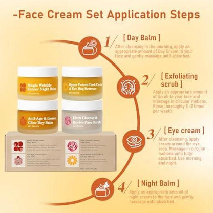 KOAVDMT Organics Mature Skin System – 4-in-1 Set mit Gesichtsbalsam für reife Haut, feuchtigkeitsspendend & nährend, organische Formel für strahlende & feste Haut (4 Stück)