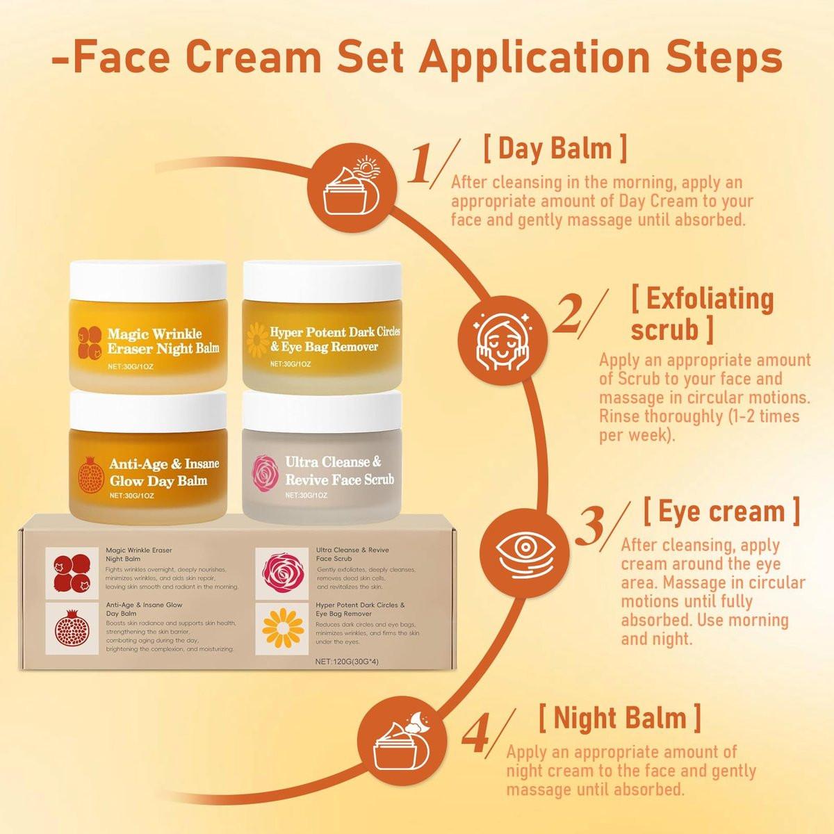 KOAVDMT Organics Mature Skin System – 4-in-1 Set mit Gesichtsbalsam für reife Haut, feuchtigkeitsspendend & nährend, organische Formel für strahlende & feste Haut (4 Stück)