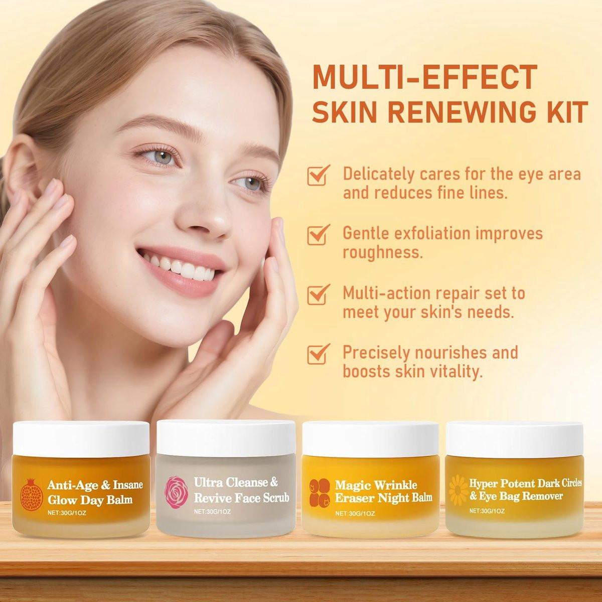 KOAVDMT Organics Mature Skin System – 4-in-1 Set mit Gesichtsbalsam für reife Haut, feuchtigkeitsspendend & nährend, organische Formel für strahlende & feste Haut (4 Stück)