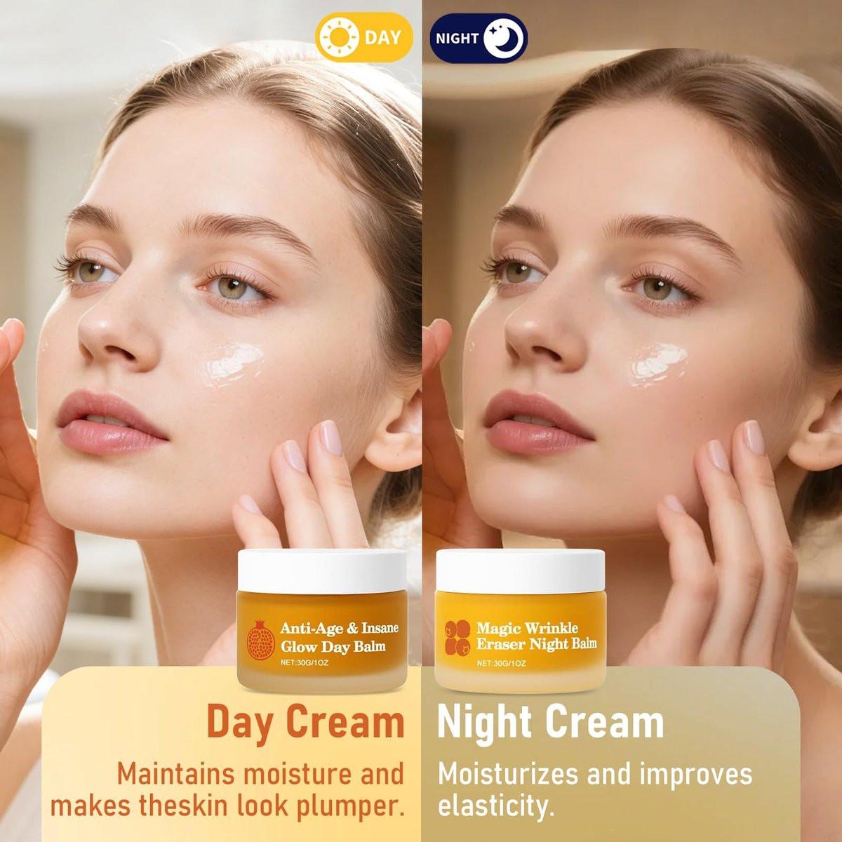 KOAVDMT Organics Mature Skin System – 4-in-1 Set mit Gesichtsbalsam für reife Haut, feuchtigkeitsspendend & nährend, organische Formel für strahlende & feste Haut (4 Stück)