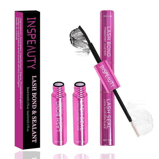 INSPEAUTY Wimpern Cluster Kleber – Bond & Seal für Wimperncluster, wasserfest, 2-in-1, 5ml+5ml, starker Halt bis 72h