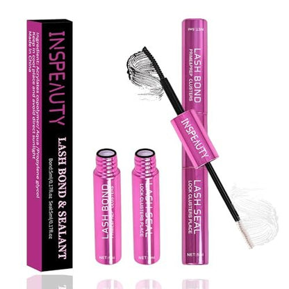 INSPEAUTY Wimpern Cluster Kleber – Bond & Seal für Wimperncluster, wasserfest, 2-in-1, 5ml+5ml, starker Halt bis 72h