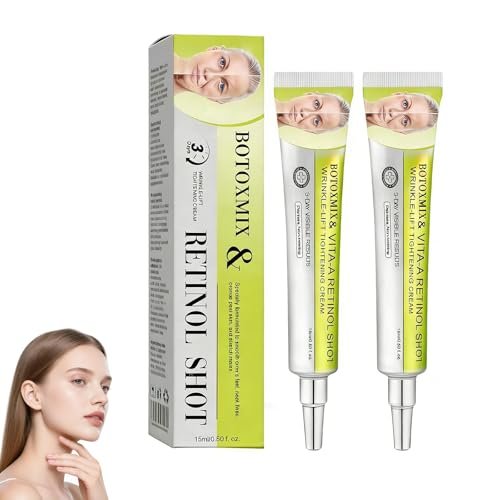 Botoxmix & Vita-A Retinol Shot Faltenglättende Straffungscreme, Fortschrittliche Retinol Körperlotion, Anti-Falten Creme - Natürlicher Porenverfeinerer für alle Hauttypen, 15 ml (2 Flaschen)