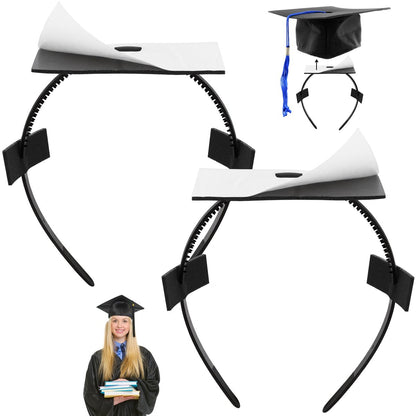 YFJOLEN 2er-Pack Abschlusskappe Haarband, Grad Cap Stirnband-Einsatz für perfekte Abschlussmütze, Geschenk für Absolventen, Zubehör Schwarz
