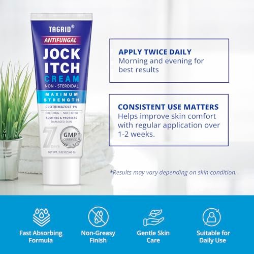 TAGRID Antimykotische Creme gegen Jock Itch: Extra starke Clotrimazol Creme mit Teebaumöl – 2 Unzen