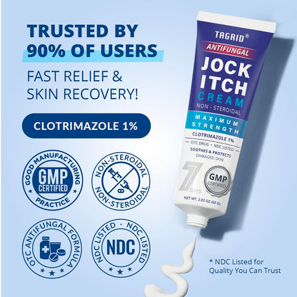 TAGRID Antimykotische Creme gegen Jock Itch: Extra starke Clotrimazol Creme mit Teebaumöl – 2 Unzen