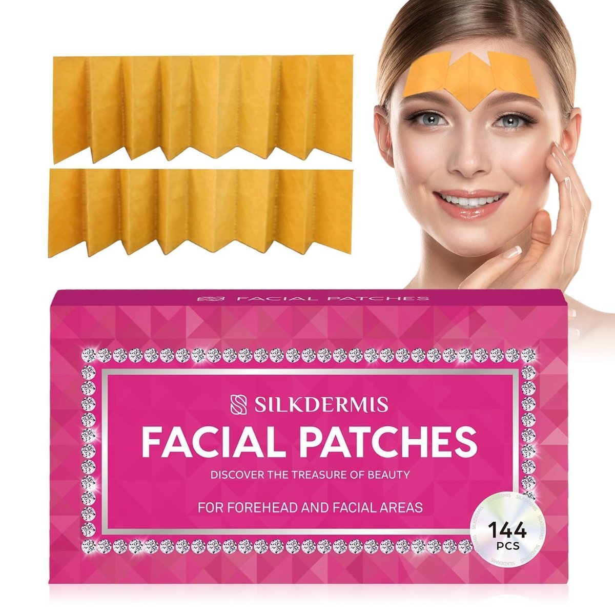 SILKDERMIS Anti-Falten-Patches für die Stirn: Nachtpflege mit 144 roten Pflastern zur Faltenreduktion