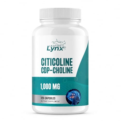 Leaping Lynx Citicolin 1000 mg (CDP-Cholin) Kapseln – 120 Stück – CDP-Cholin Nahrungsergänzungsmittel für Gehirn, Fokus & Gedächtnisunterstützung – Nootropikum Cholin – Non-GMO, ISO-zertifiziert