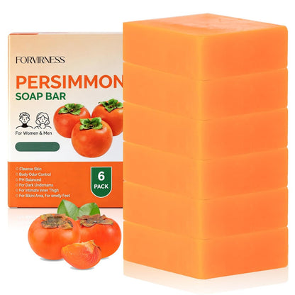 forvirness 6er-Pack Persimmon Seife Bar gegen Körpergeruch, natürliches Deodorant-Seifenstück für Altersgeruch, Geruchsentferner mit japanischem Persimmon-Extrakt