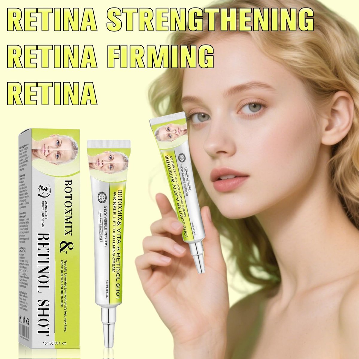 2er-Pack Botoxmix & Vita-A Retinol Shot Wrinkle-Lift Straffende Creme – Anti-Aging Gesichtscreme mit Retinol-Booster, Porenverfeinerer, Faltenglättung, Hautstraffung