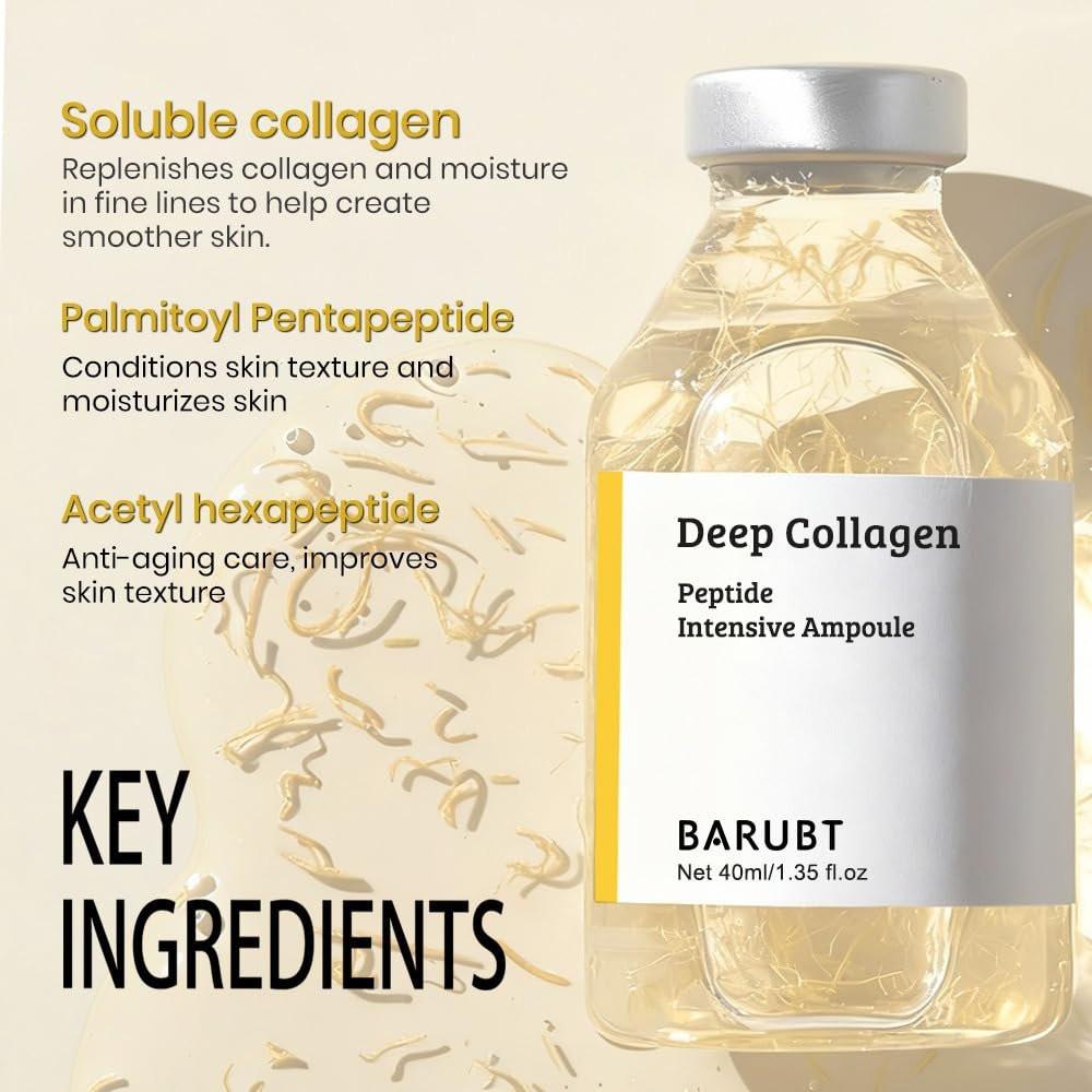 BARUBT Tiefenwirkende Kollagen-Peptid-Intensivampulle, Koreanisches Anti-Aging-Gesichtsserum für straffere, glattere, hydratisierte Haut, 40 ml, 2er-Pack