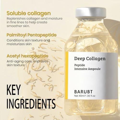 BARUBT Tiefenwirkende Kollagen-Peptid-Intensivampulle, Koreanisches Anti-Aging-Gesichtsserum für straffere, glattere, hydratisierte Haut, 40 ml, 2er-Pack