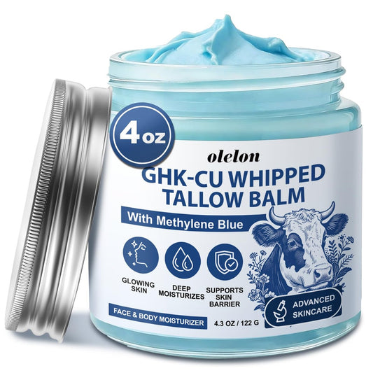 25.000 ppm GHK-Cu Peptid-Creme für Gesicht & Körper: Rindertalg-Balsam mit Kupferpeptiden, Methylenblau, Manuka-Honig & Vitamin E – Natürliche Anti-Aging-Feuchtigkeitspflege für reife, trockene & empfindliche Haut – 118 ml