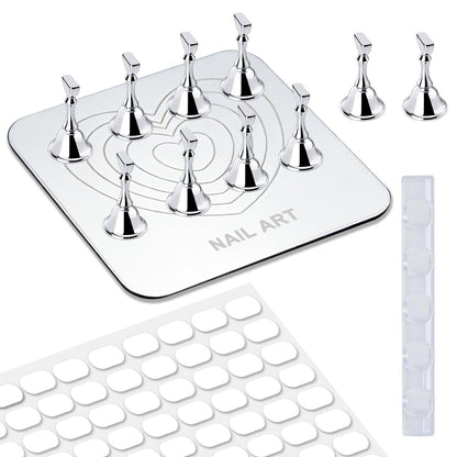 Nagelständer für Press-On-Nägel, magnetischer Fake-Nail-Tips-Halter mit Metallbasis, wiederverwendbares doppelseitiges Klebeband, Acryl-Nagelwerkzeug für Heim-DIY, Nagelstudio-Zubehör